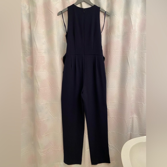 Eliza J Front Tie Sleeveless Jumpsuit Navy - Picture 3 of 10